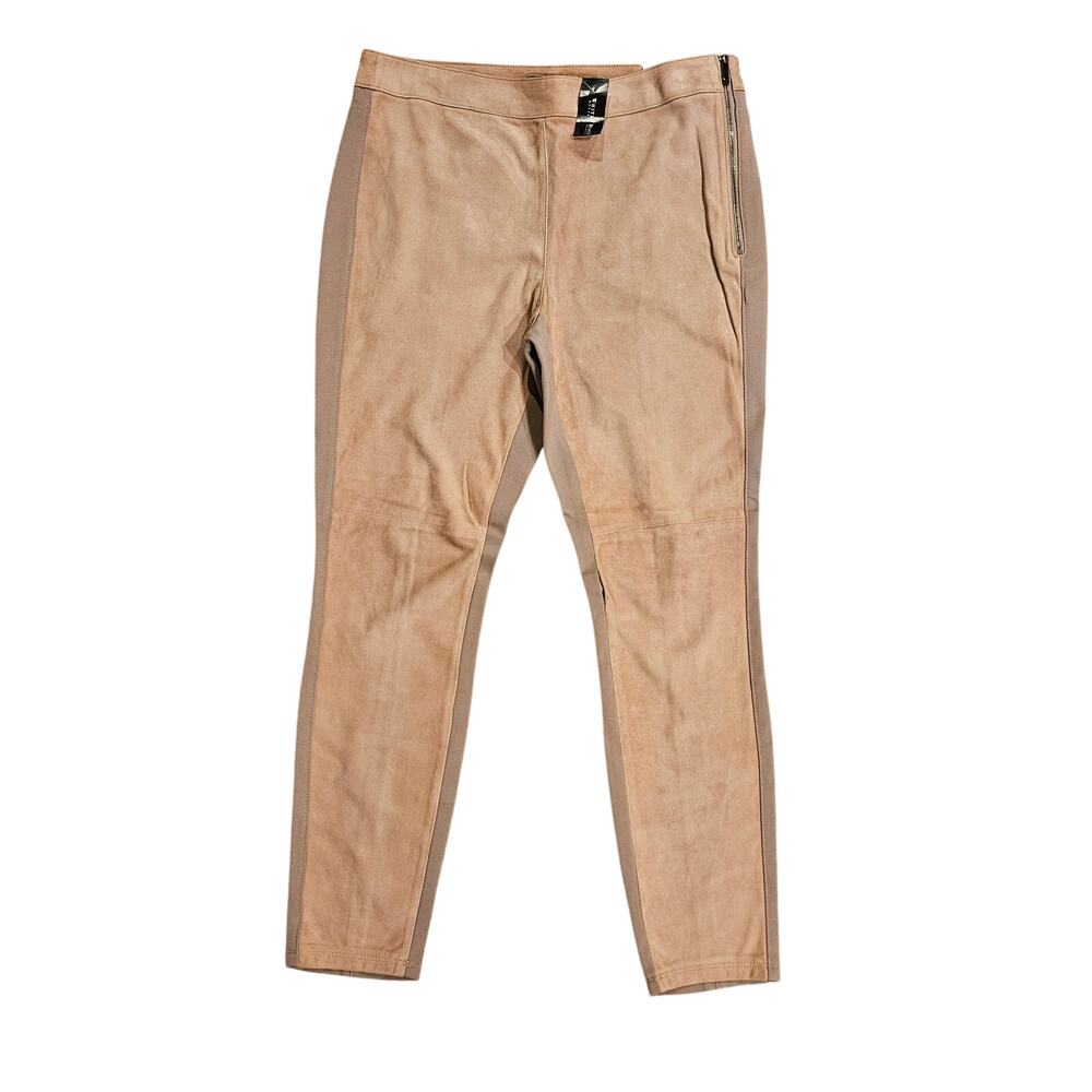 White house black market the legging pants tan suede ponte nwt womens 12 tan
